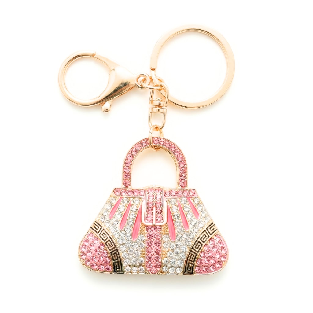 Crystal Bag Keyring - Pink