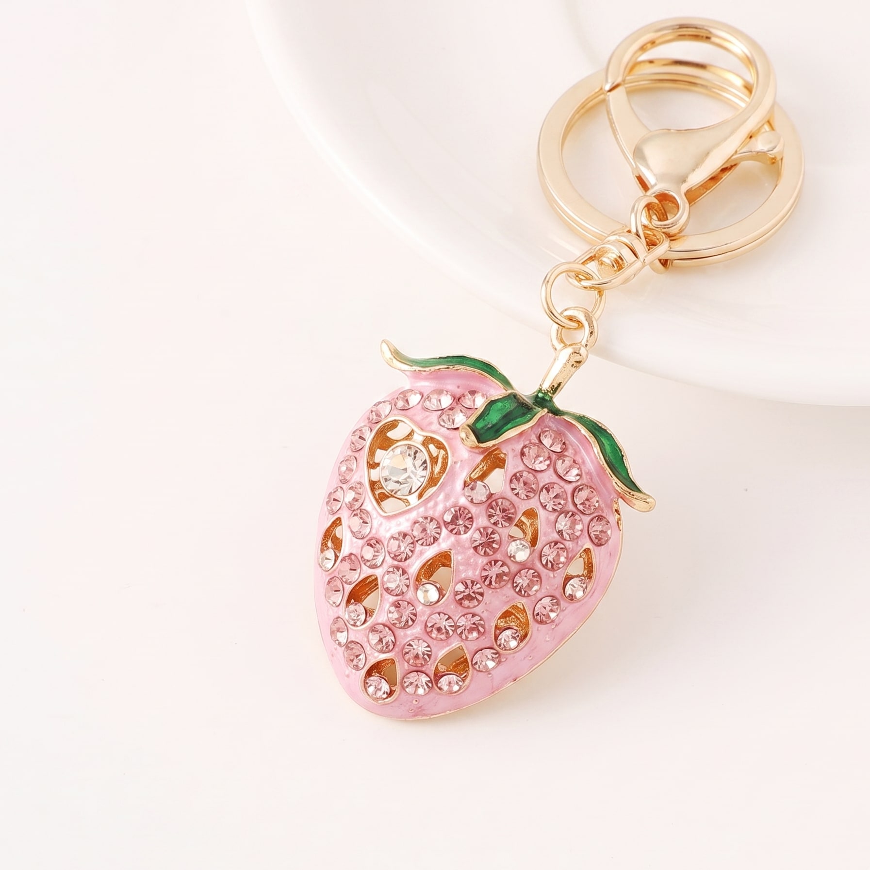 Crystal Berry Bag Charm - Pink