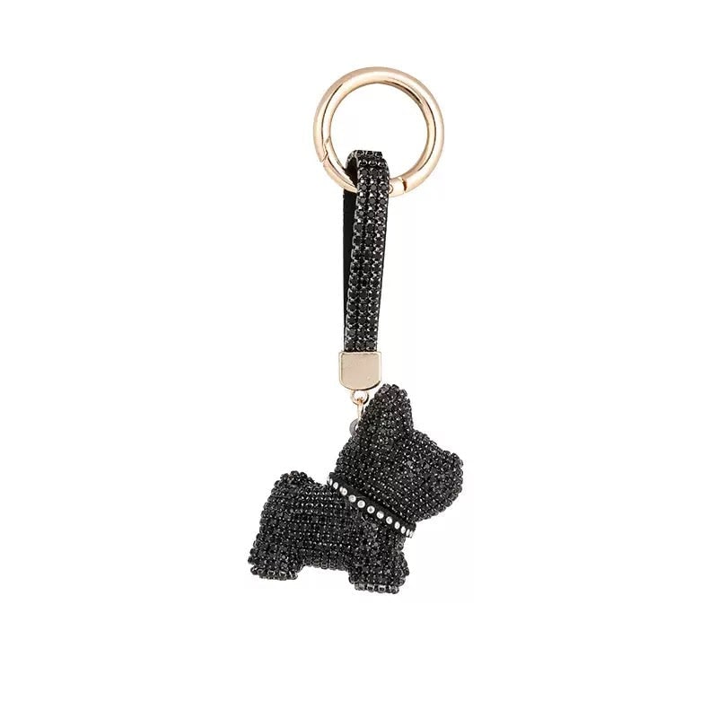 Crystal Dog Bag Charm - Black