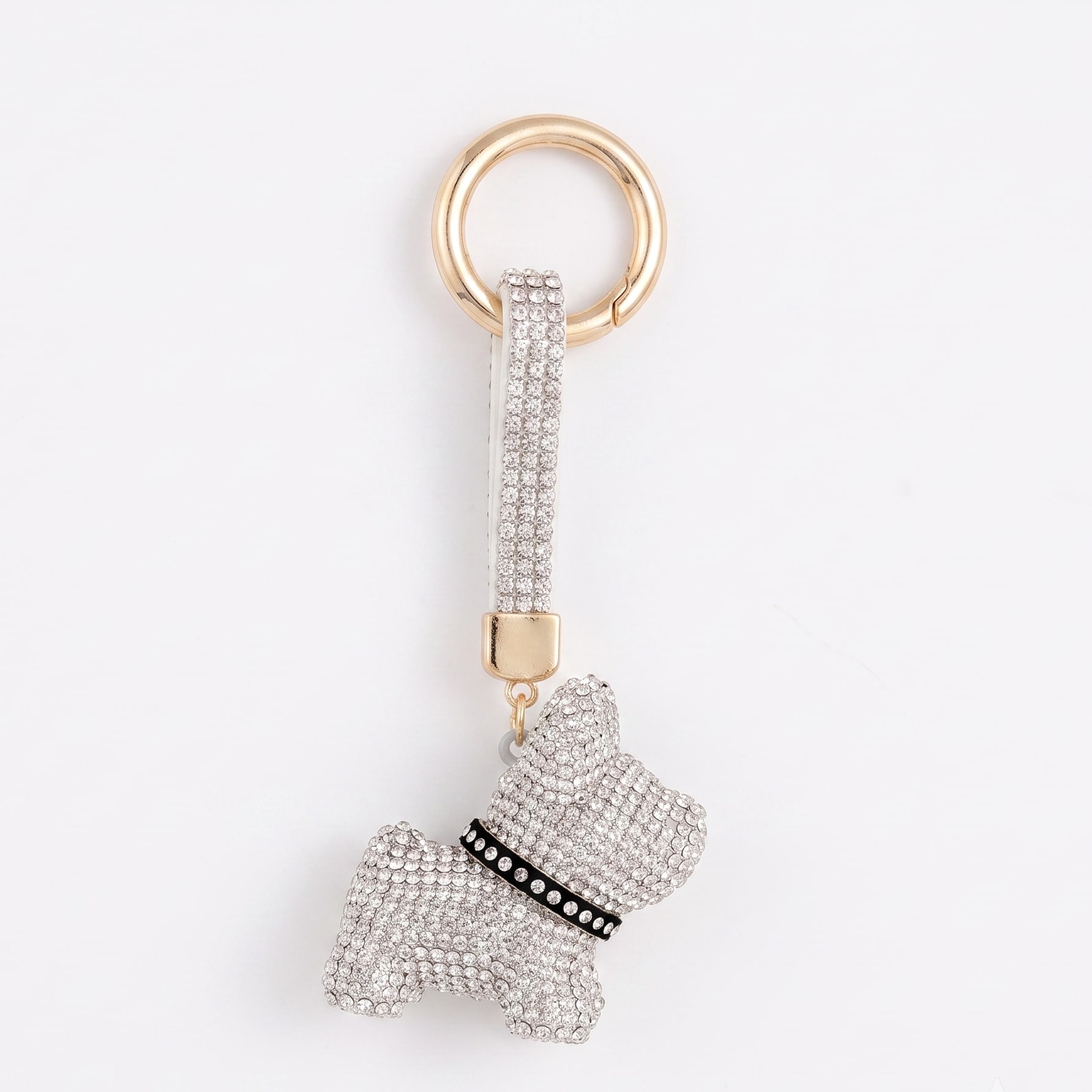 Crystal Dog Bag Charm - Silver