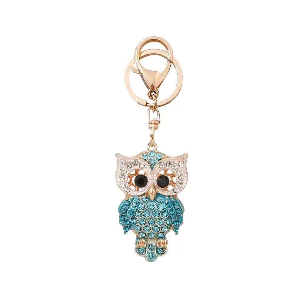 Crystal Owl Bag Charm - Blue