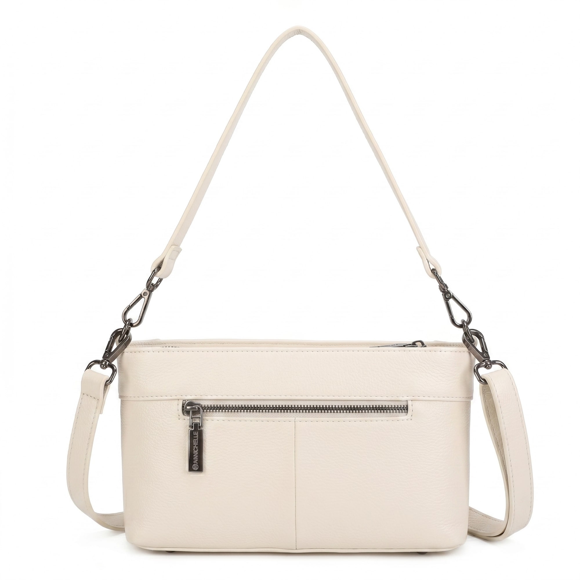 Cynthia Leather Crossbody Bag - Beige view 3