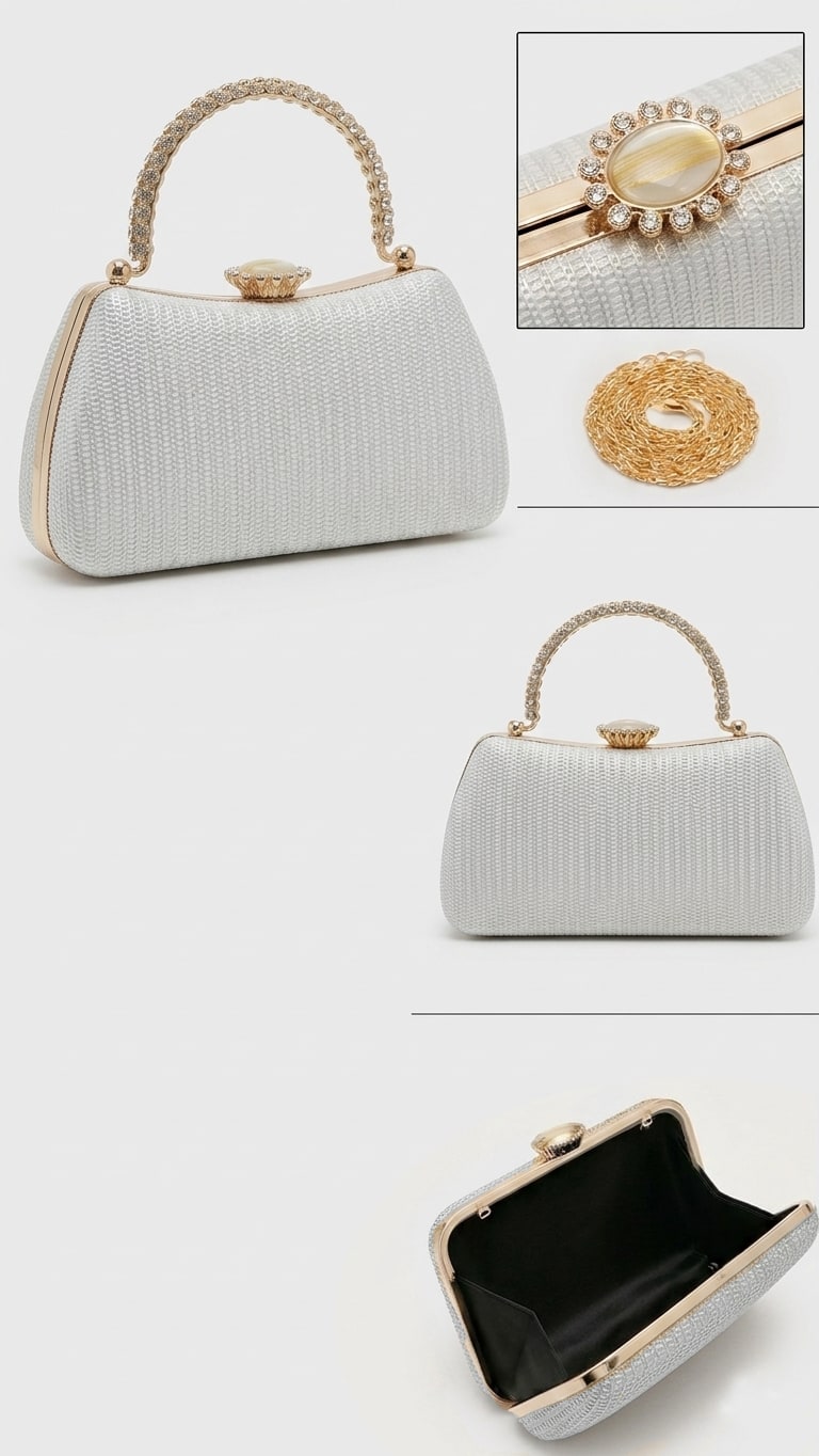 Dana Clutch Bag - Silver view 3