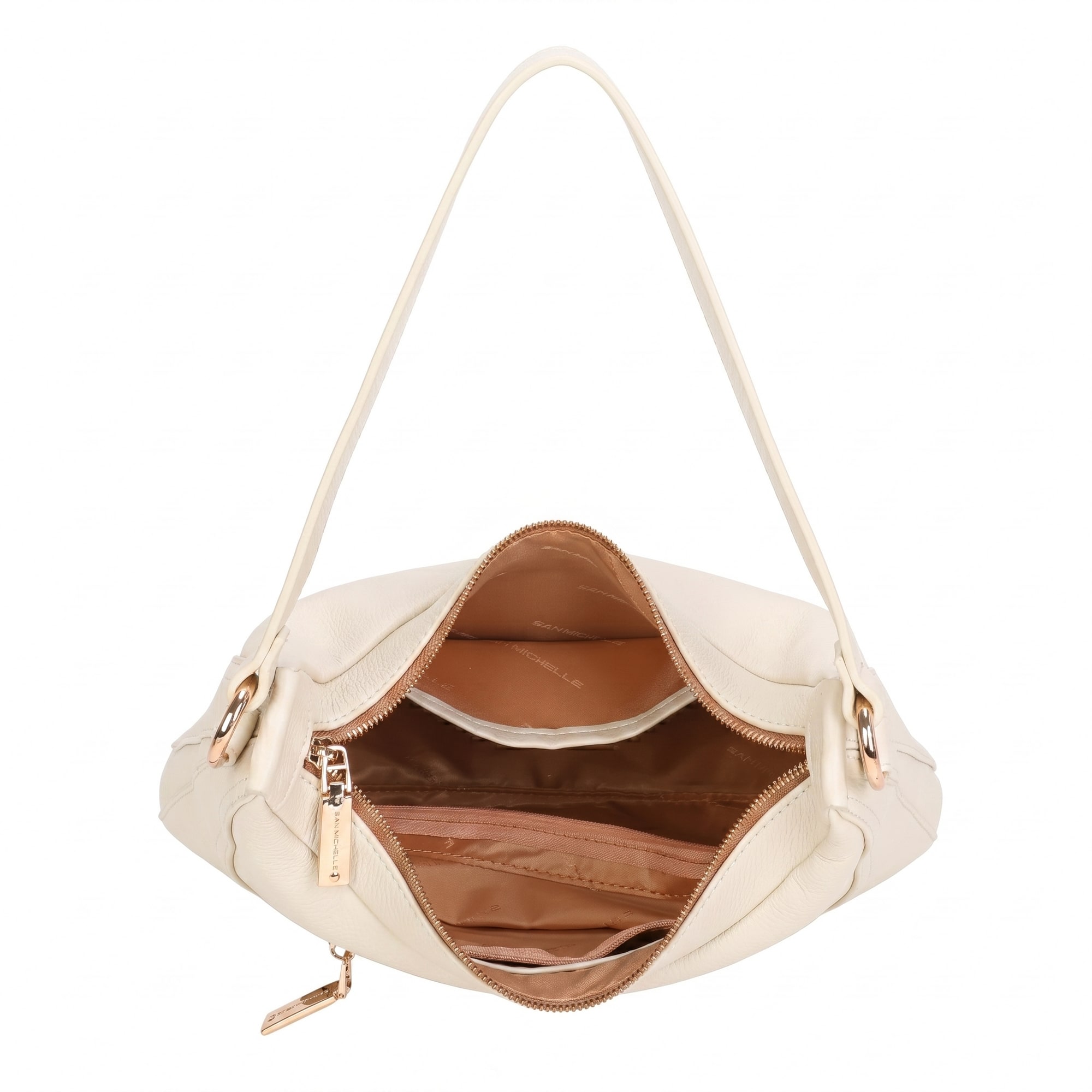 Elora Leather Shoulder Bag - Beige view 3