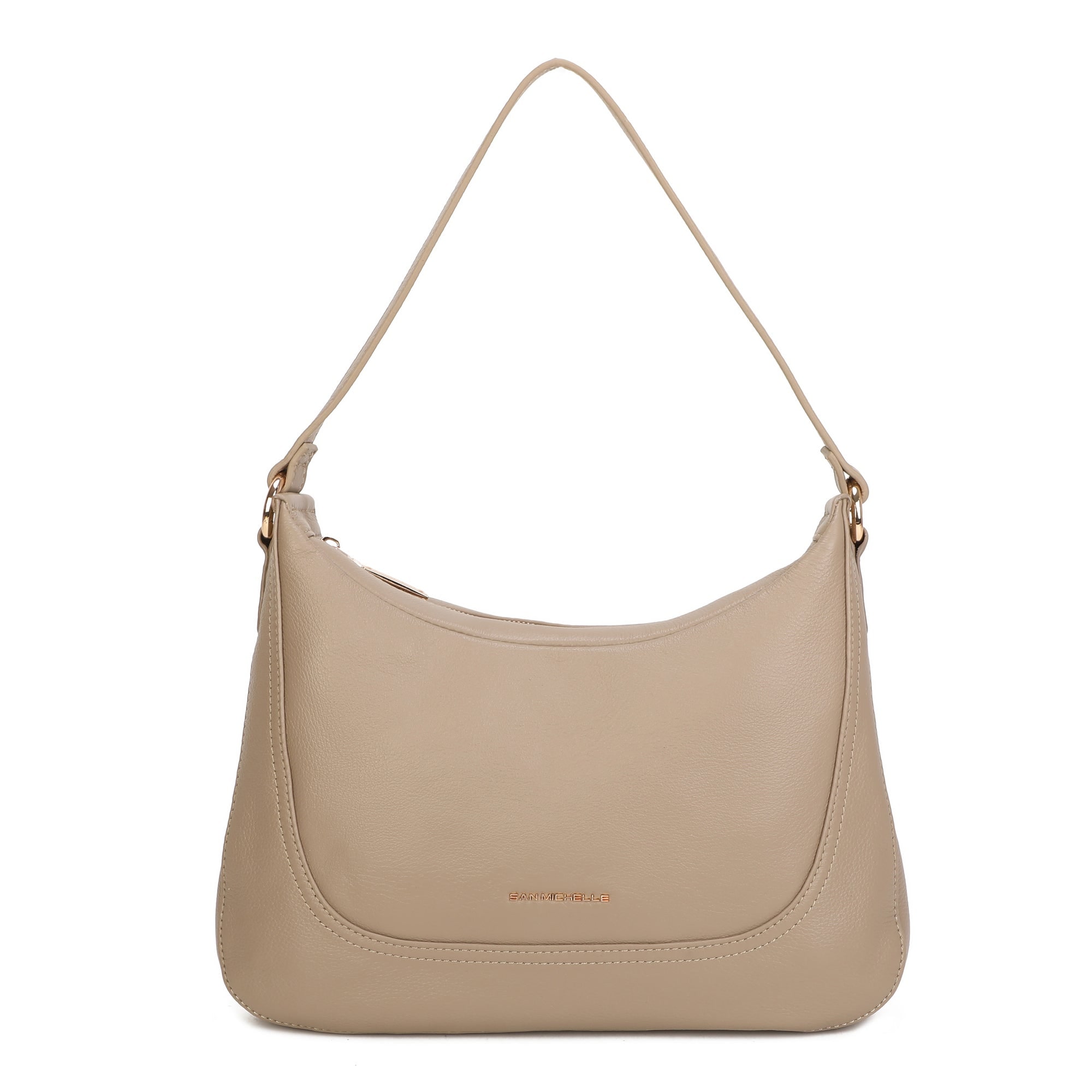 Elora Leather Shoulder Bag - Taupe