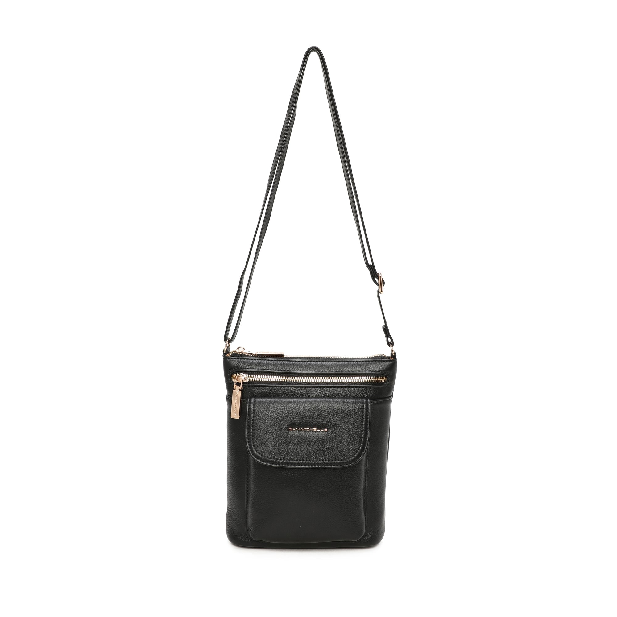 Harper Leather Crossbody Bag - Black