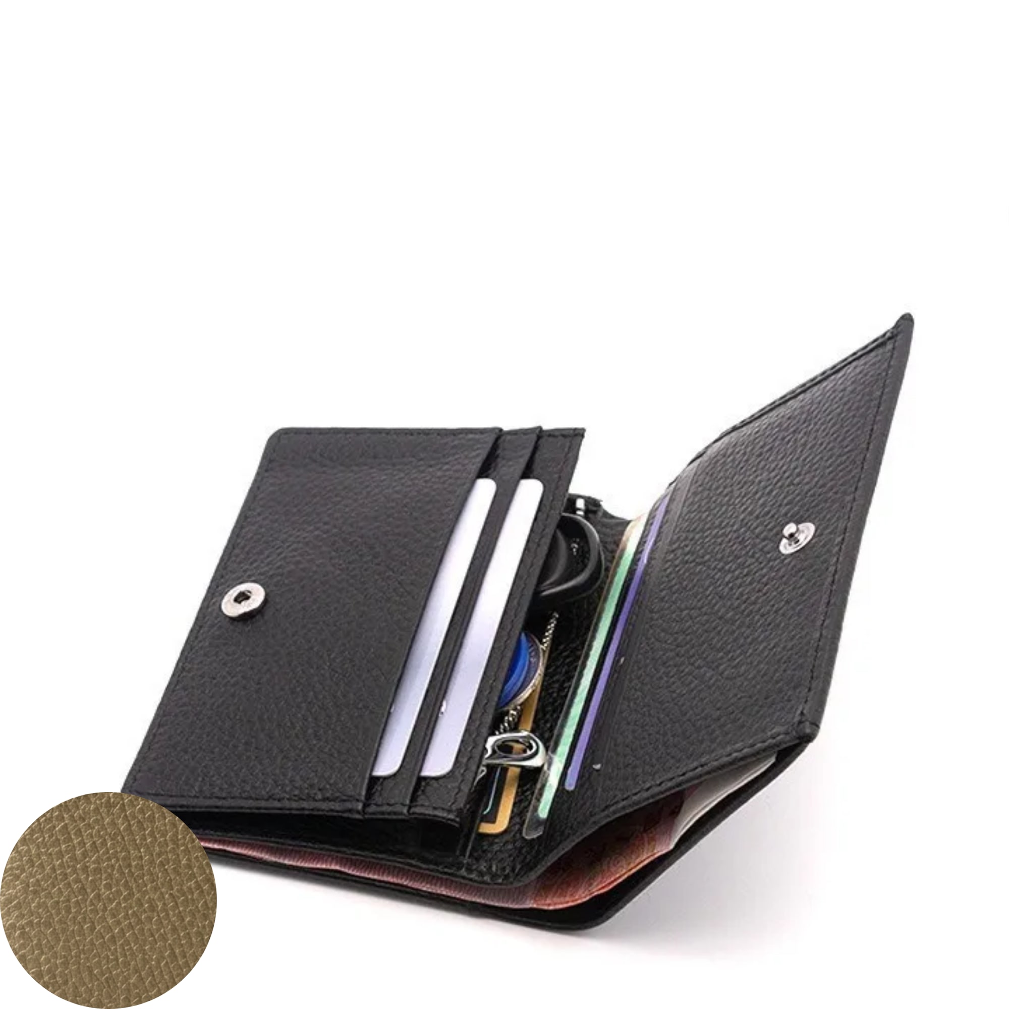 Jill Small Leather Wallet - Khaki Green view 4