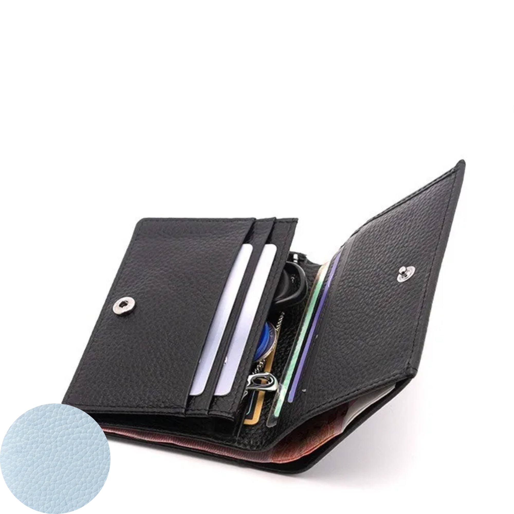 Jill Small Leather Wallet - Light Blue view 3