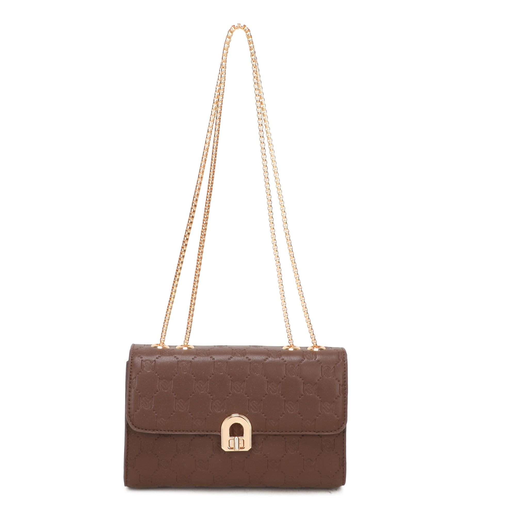Kendra Chained Crossbody Bag - Coffee