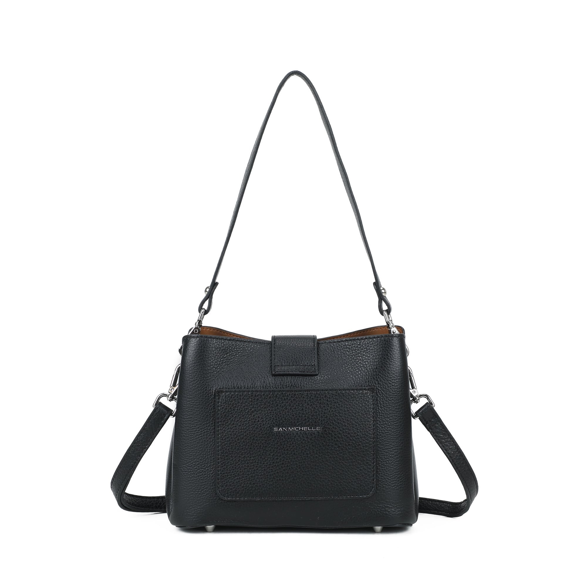 Leila Leather Bucket Bag - Black view 3