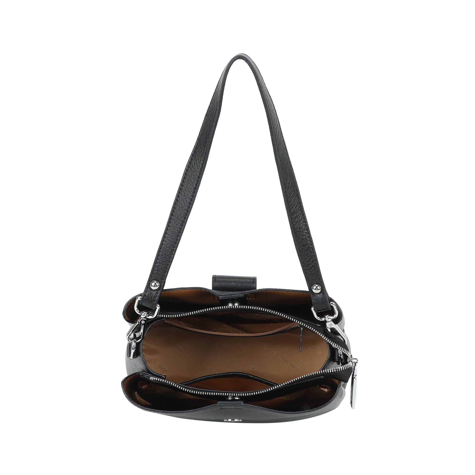Leila Leather Bucket Bag - Black view 4