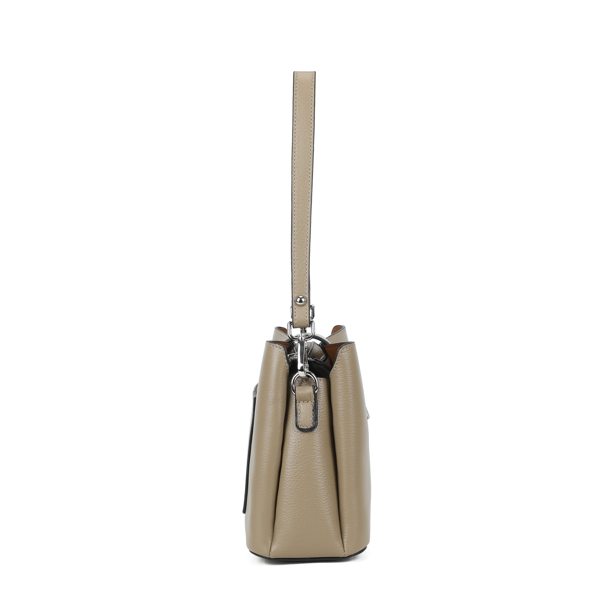 Leila Leather Bucket Bag - Taupe view 3