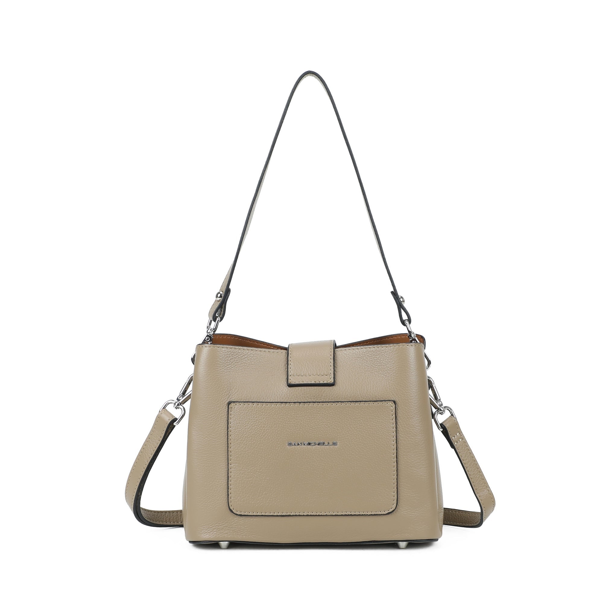 Leila Leather Bucket Bag - Taupe view 4