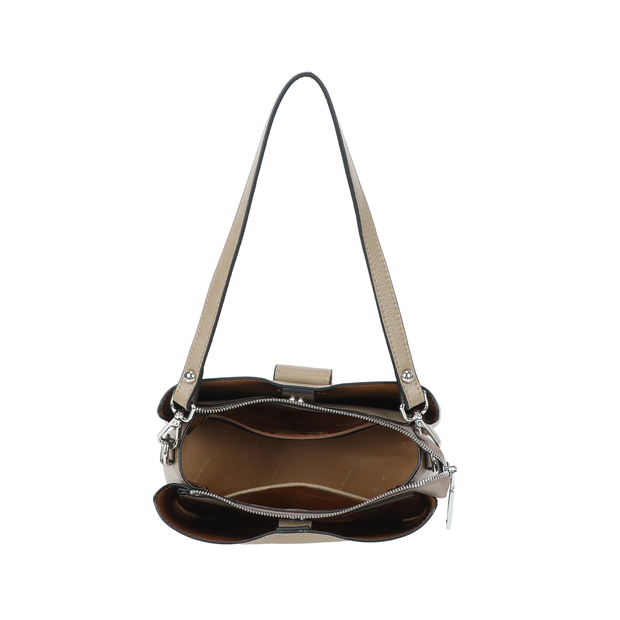 Leila Leather Bucket Bag - Taupe view 5