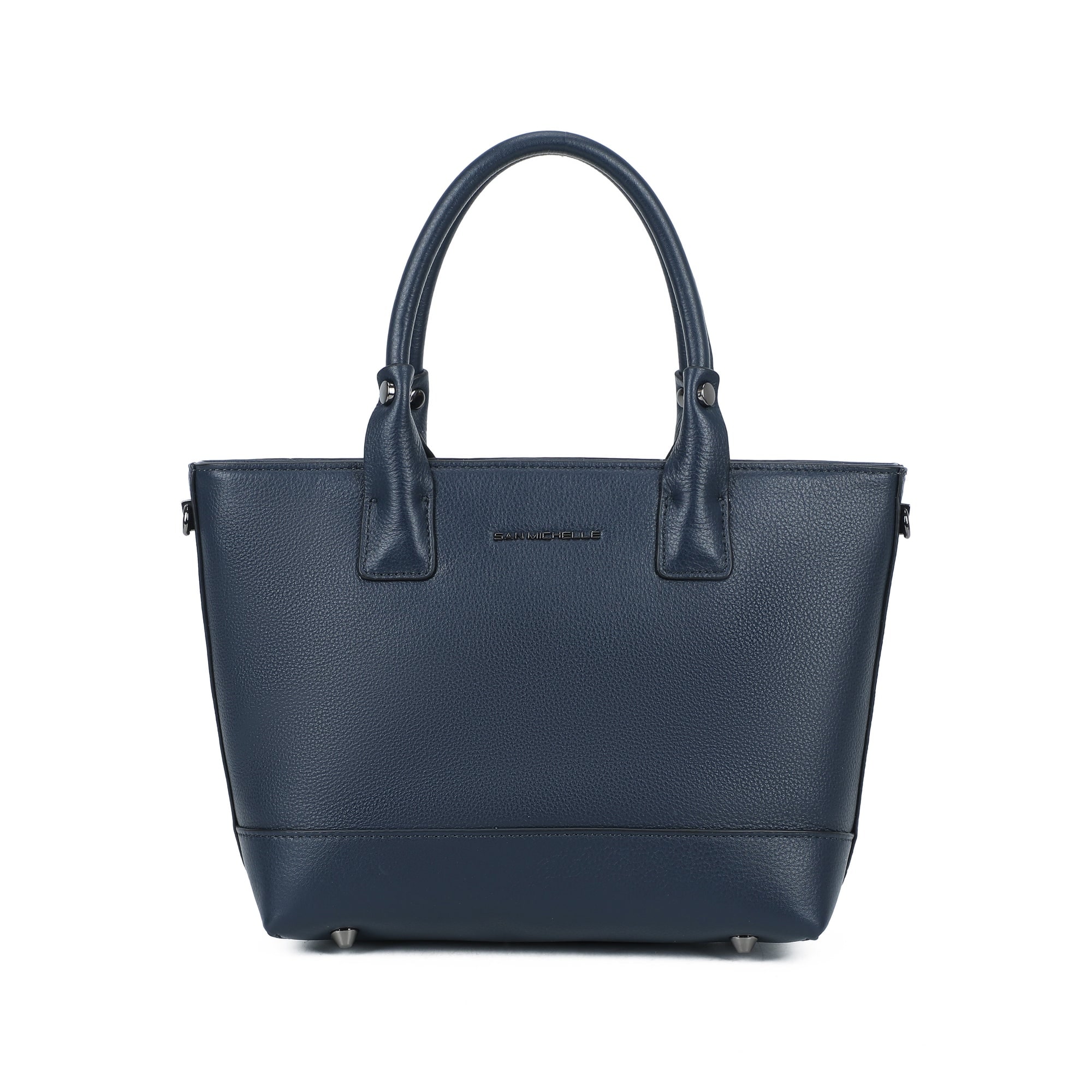 Mara Small Leather Tote Bag - Navy
