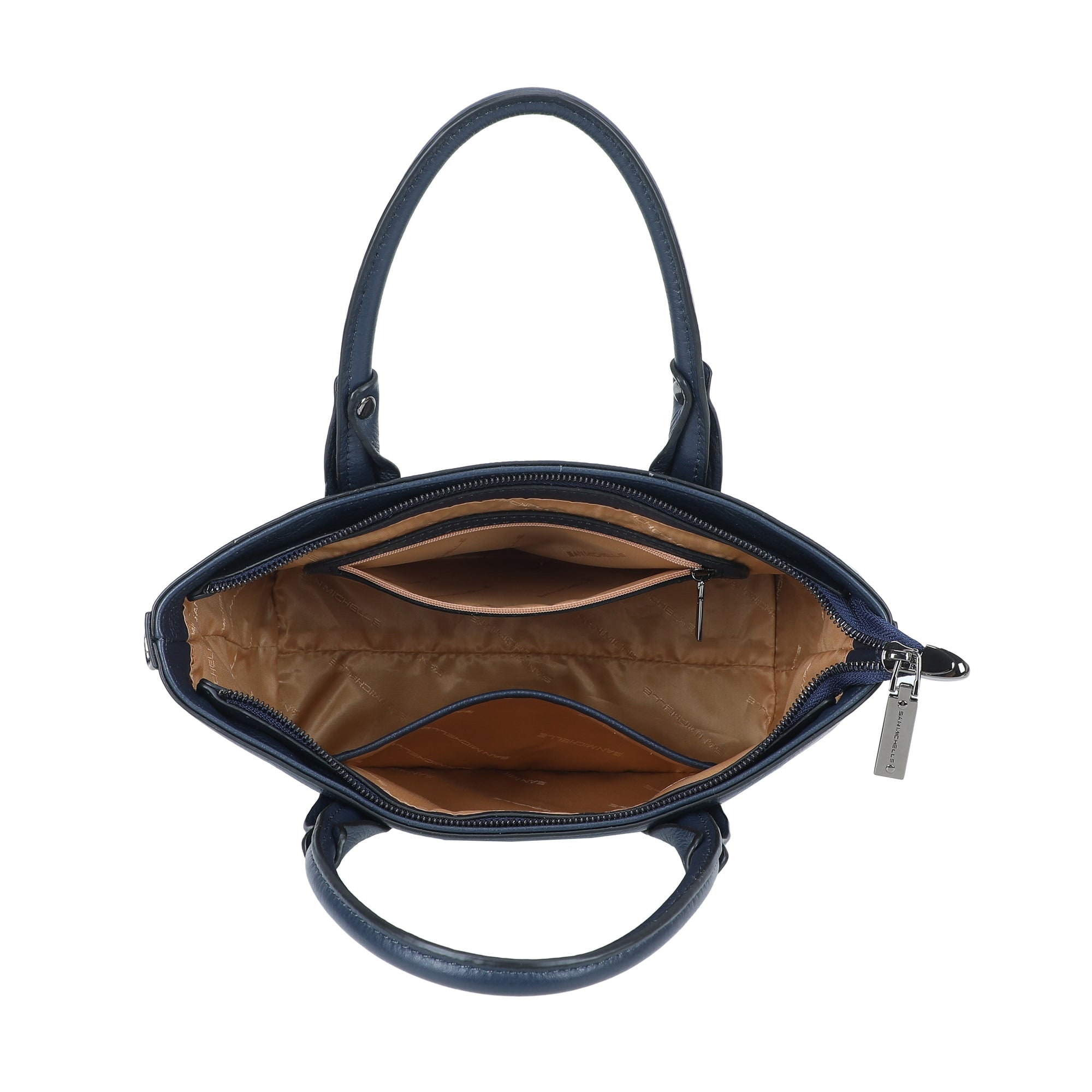 Mara Small Leather Tote Bag - Navy view 4