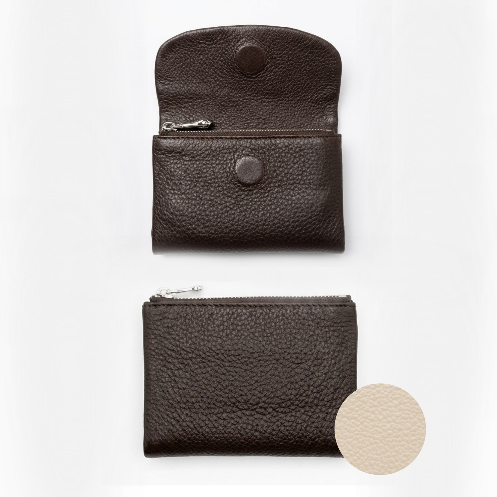 Margaret Medium Leather Wallet - Beige view 3