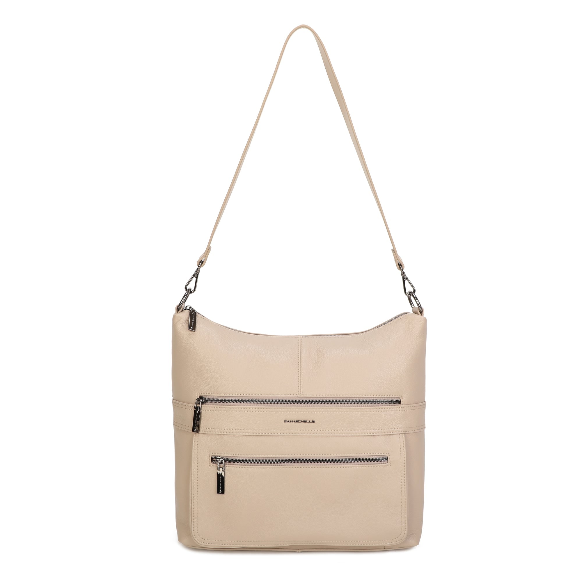 Mitch Leather Shoulder Bag - Beige