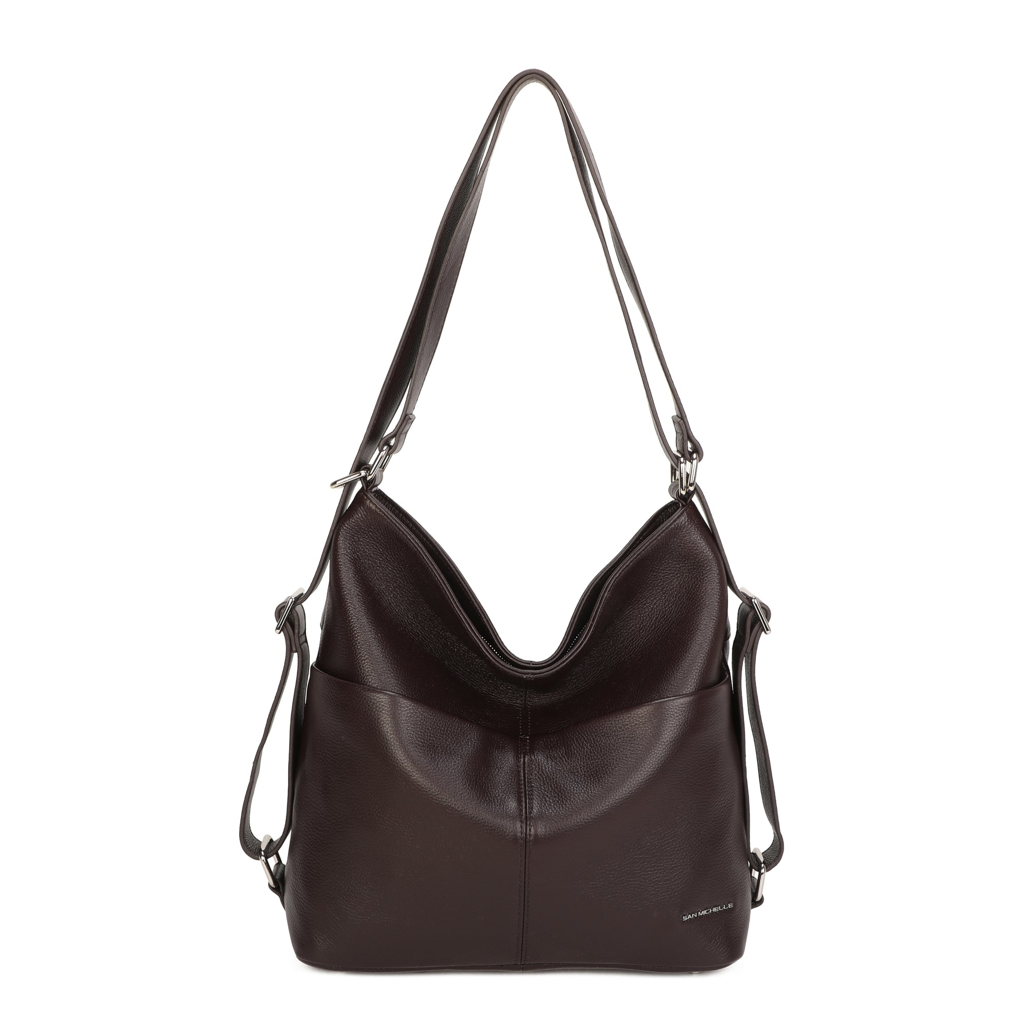 Paula Leather Convertible Shoulder Bag - Coffee