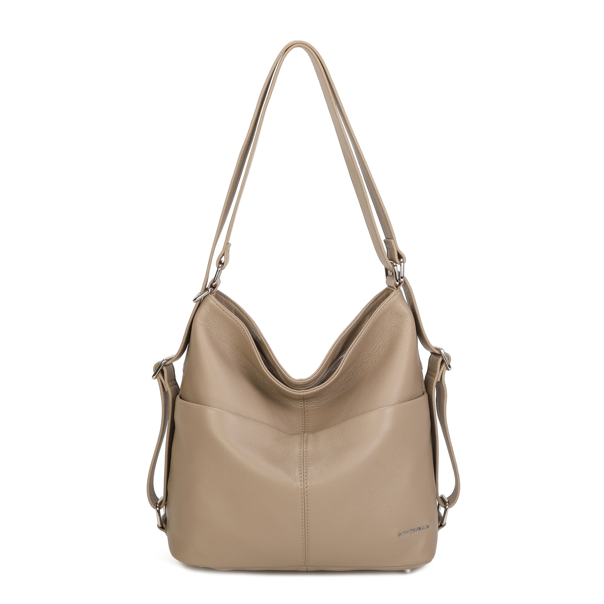 Paula Leather Convertible Shoulder Bag - Taupe