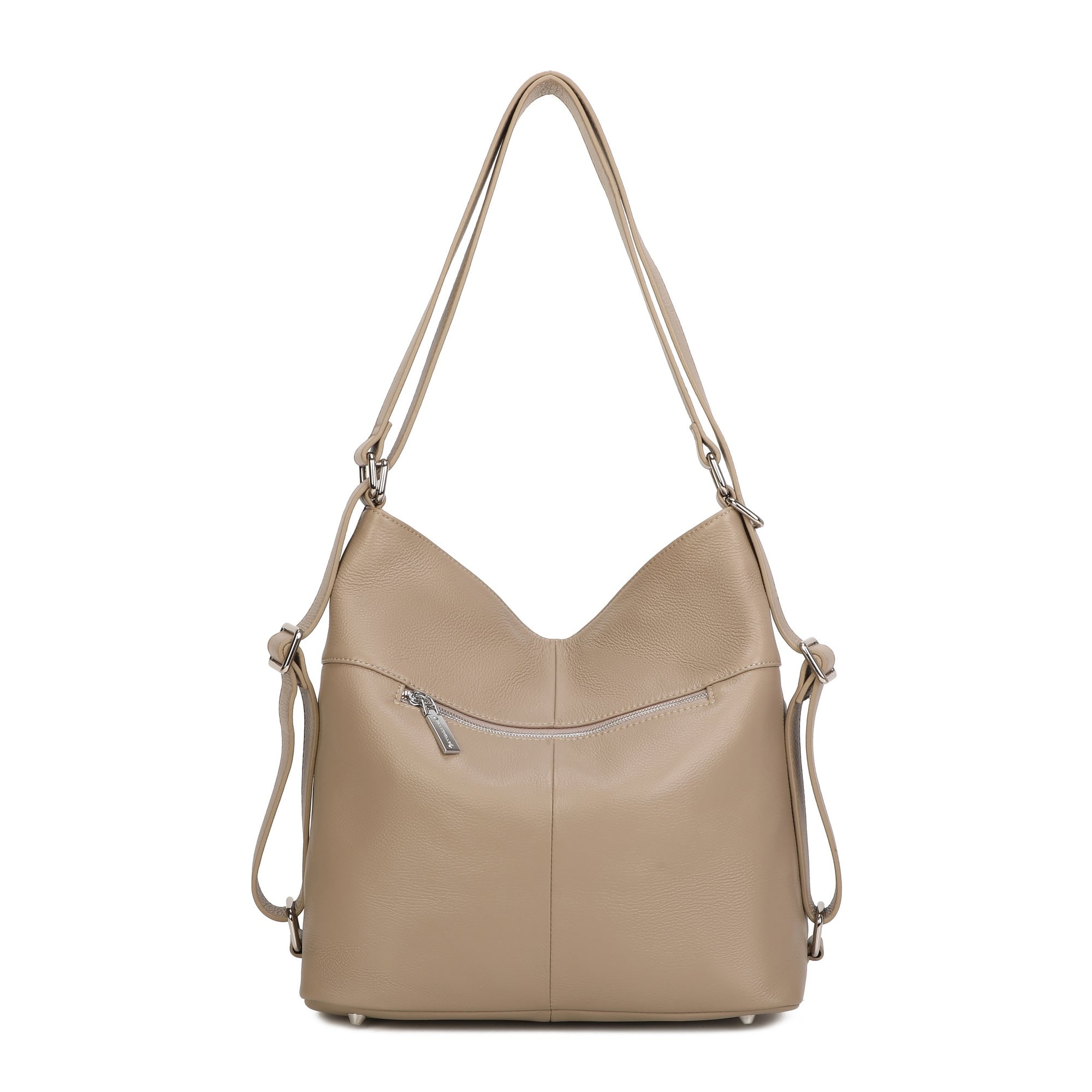 Paula Leather Convertible Shoulder Bag - Taupe view 3