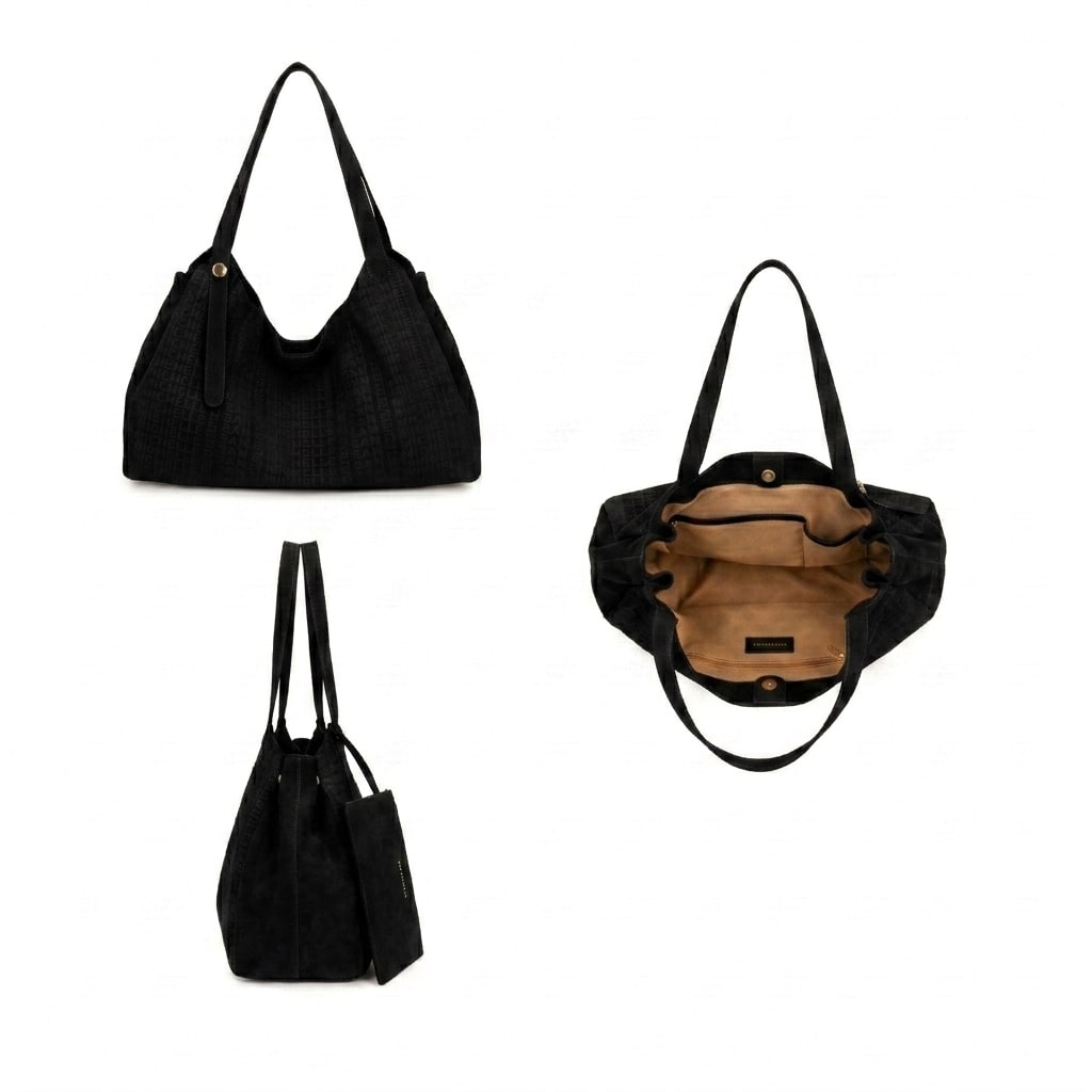 Reva Suede Hobo Bag - Black view 3