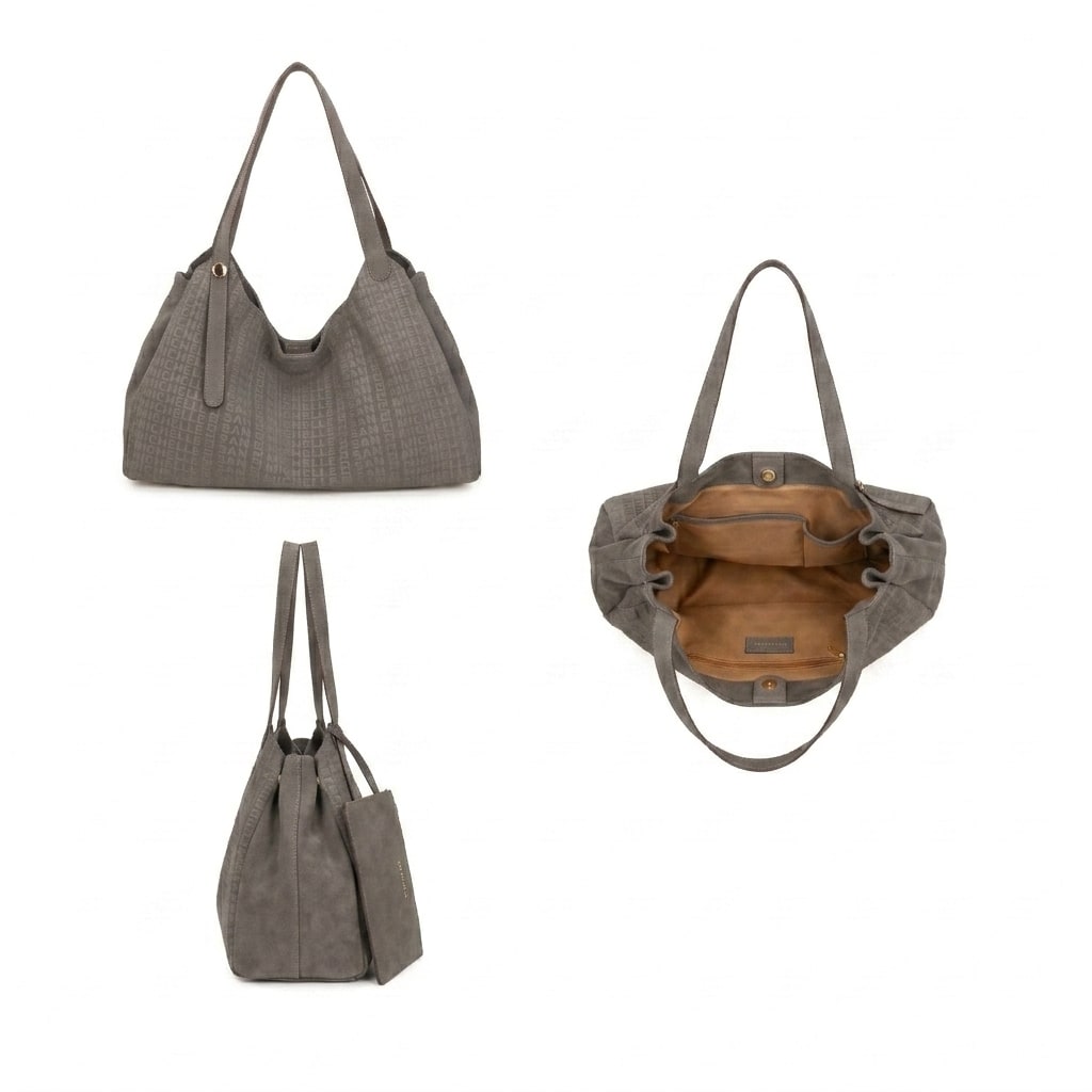 Reva Suede Hobo Bag - Grey view 3