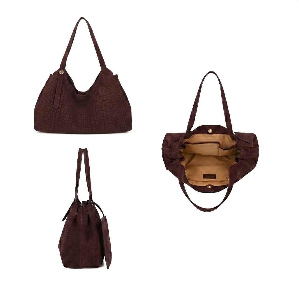Reva Suede Hobo Bag - Merlot view 3