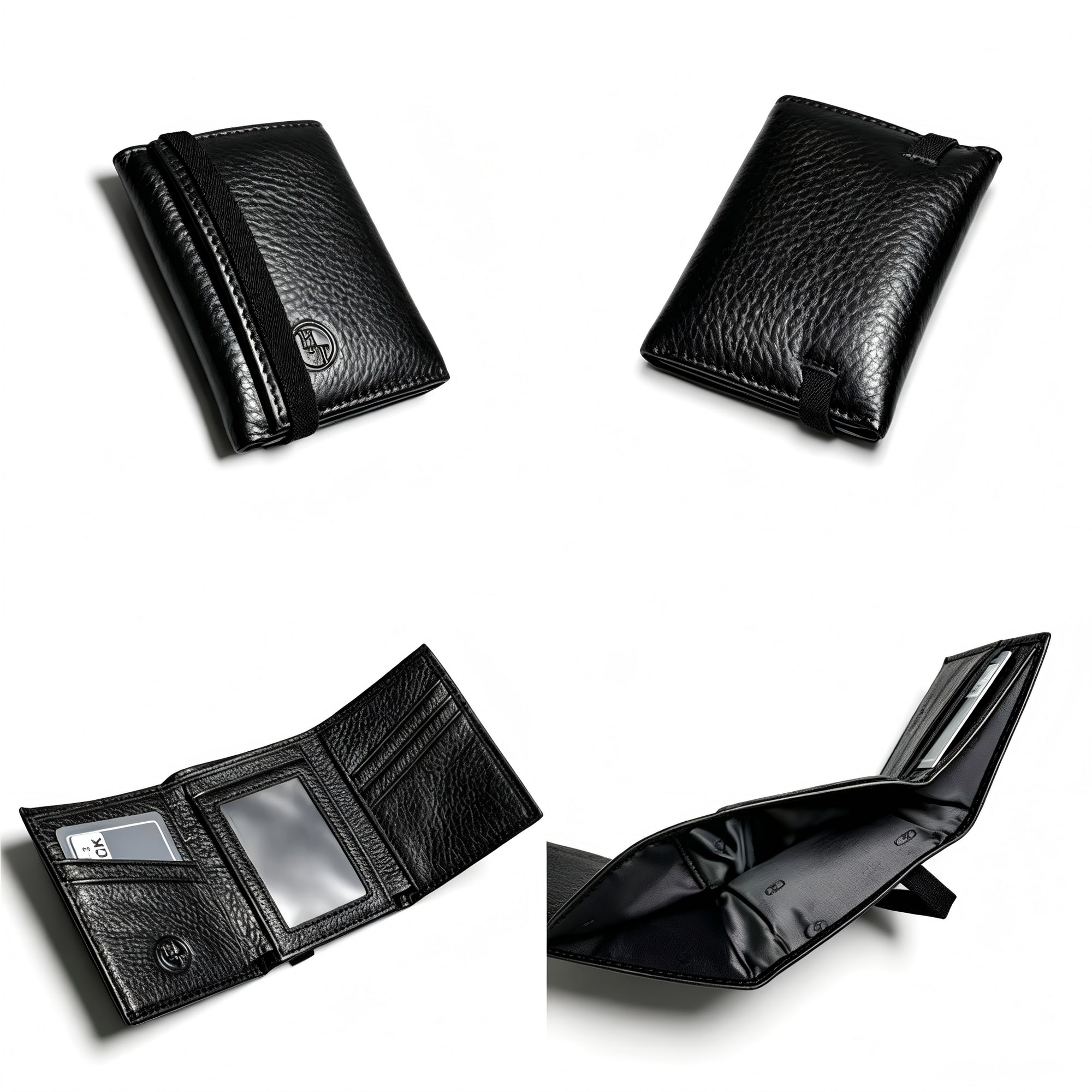 Hudson Trifold Leather Wallet - Black view 3