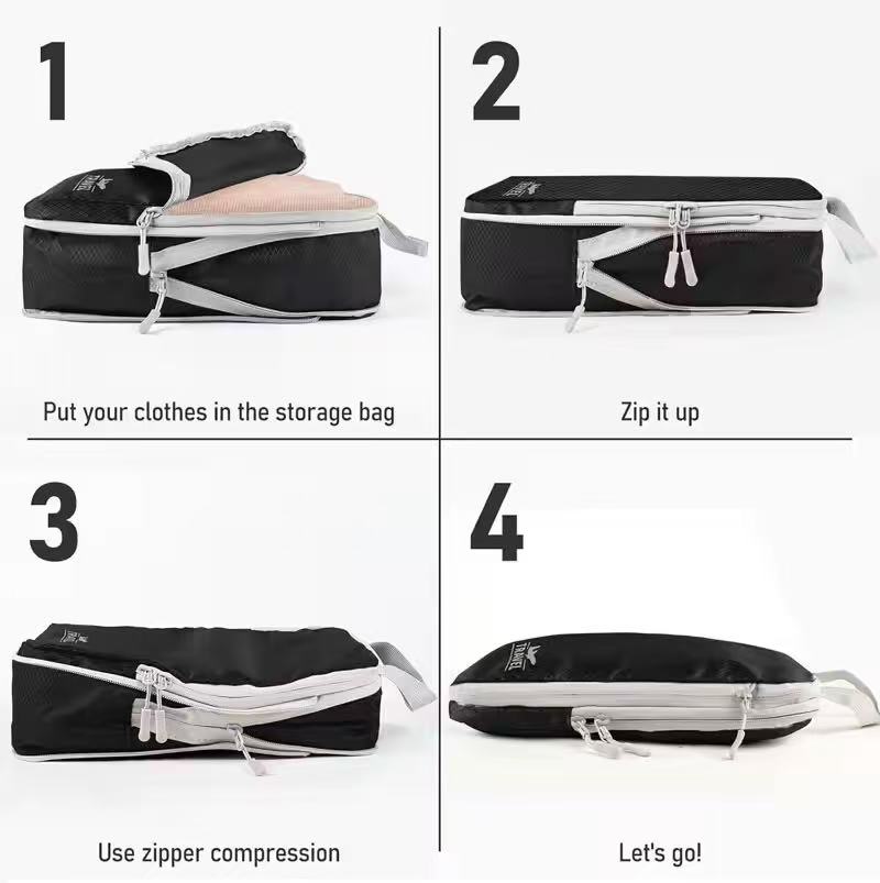 San Michelle Travel Packing Cube Set - 4 Piece - Compressible - Black view 3