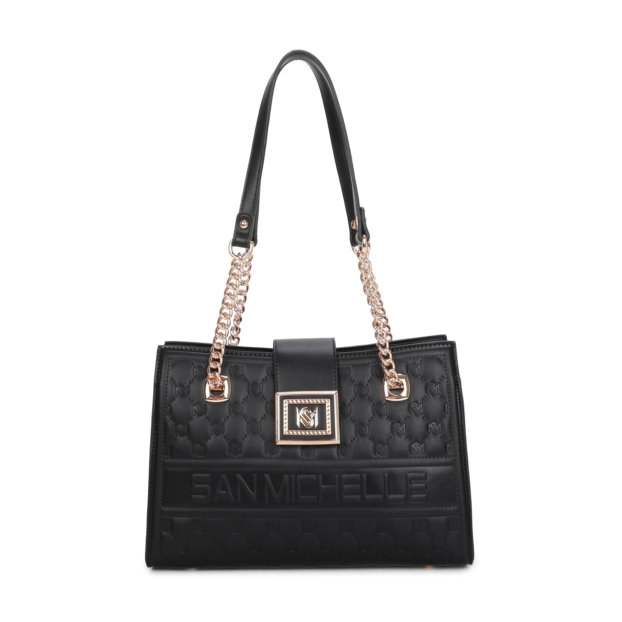 Sofia Chained Tote Bag - Black