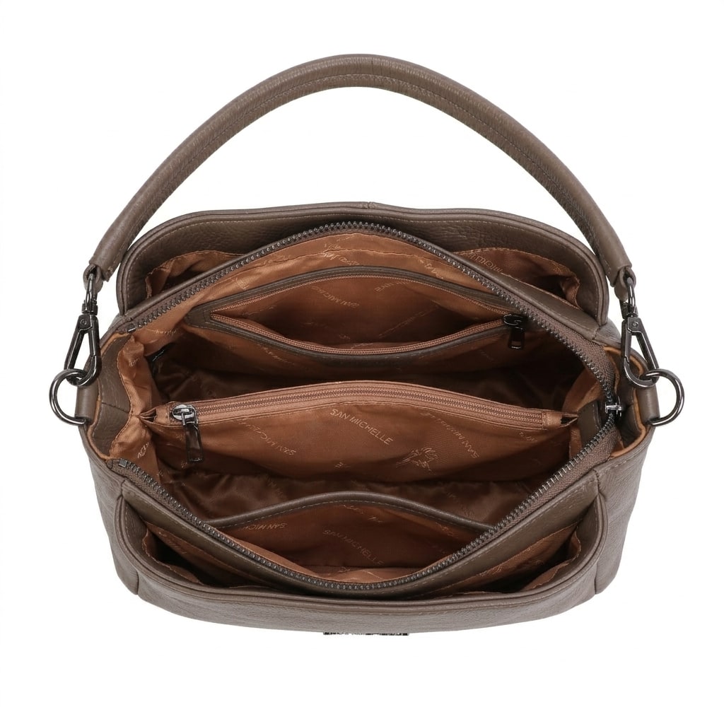 Stella Leather Shoulder Bag - Deep Taupe view 3