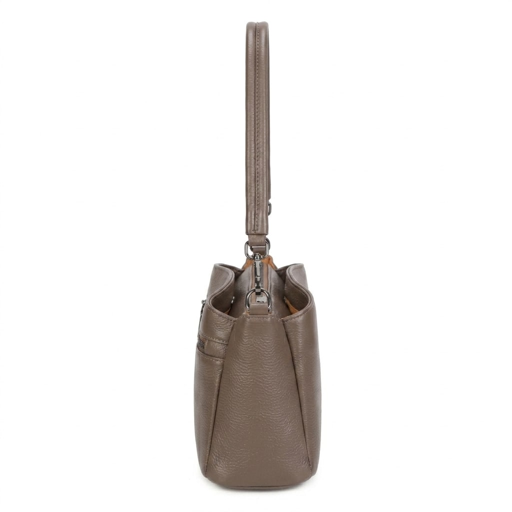 Stella Leather Shoulder Bag - Deep Taupe view 4