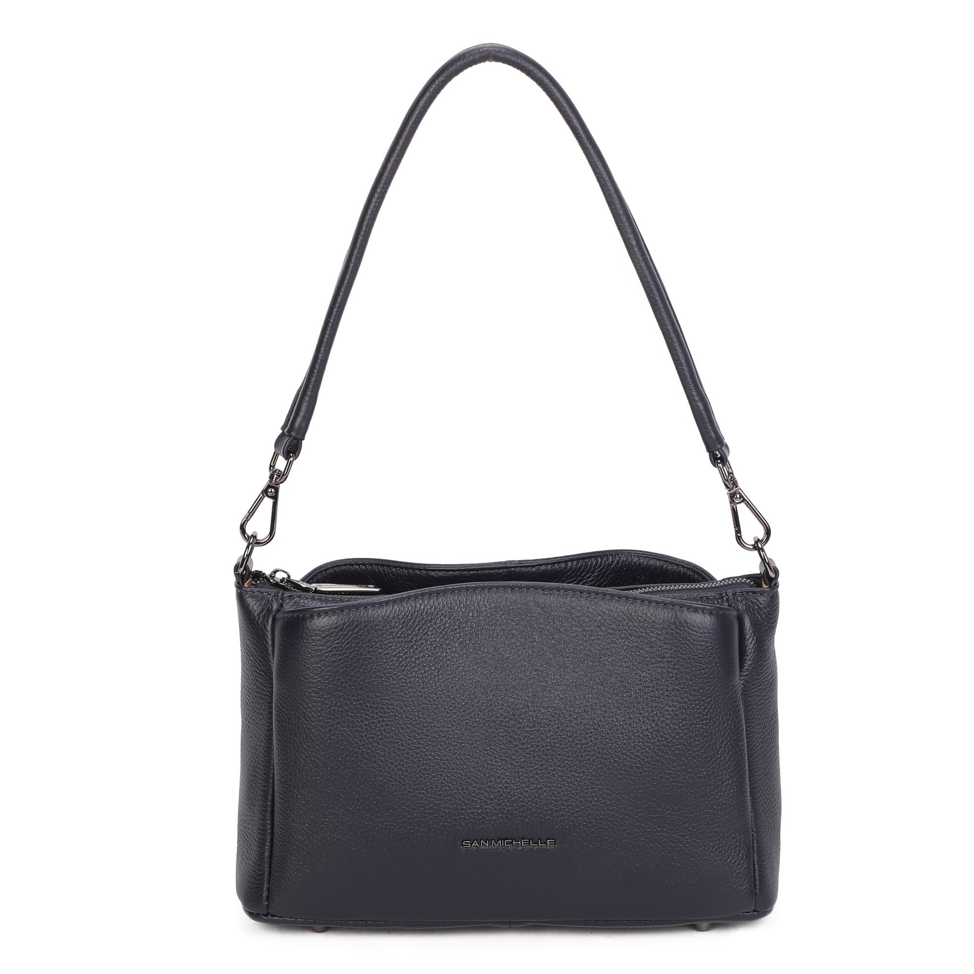 Stella Leather Shoulder Bag - Navy Blue