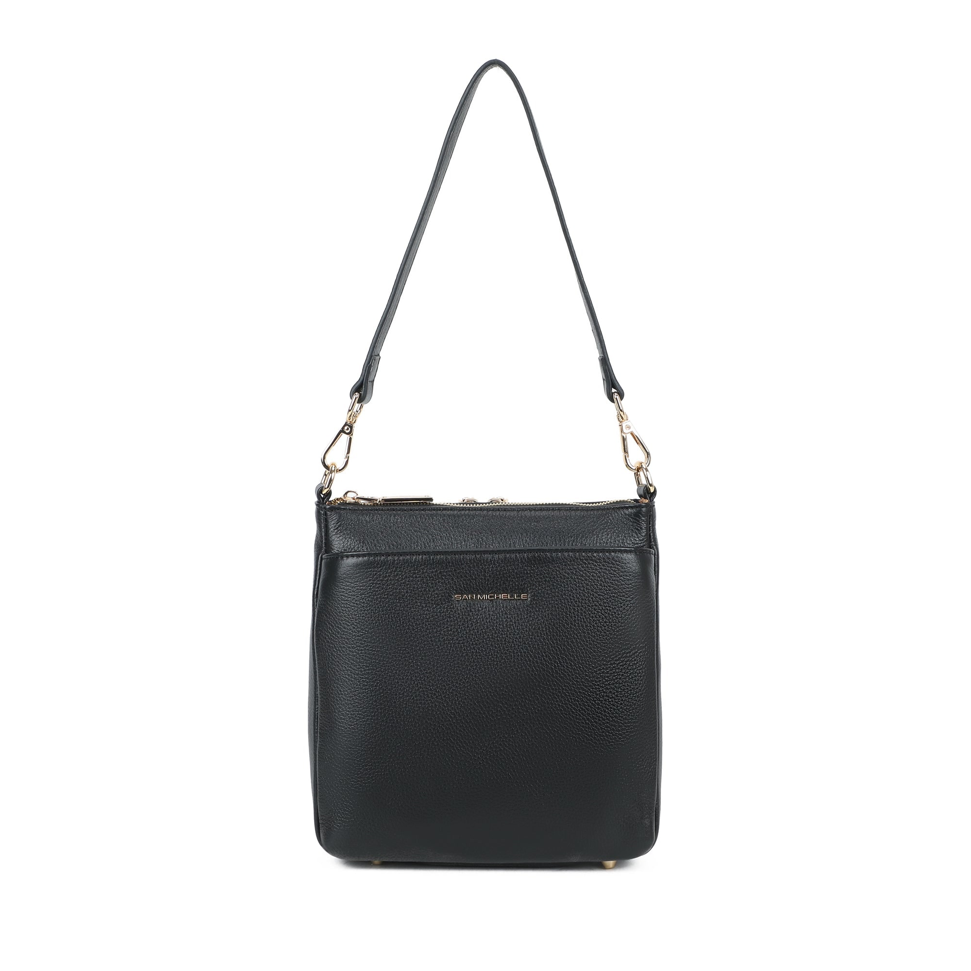 Tania Leather Crossbody Bag - Black