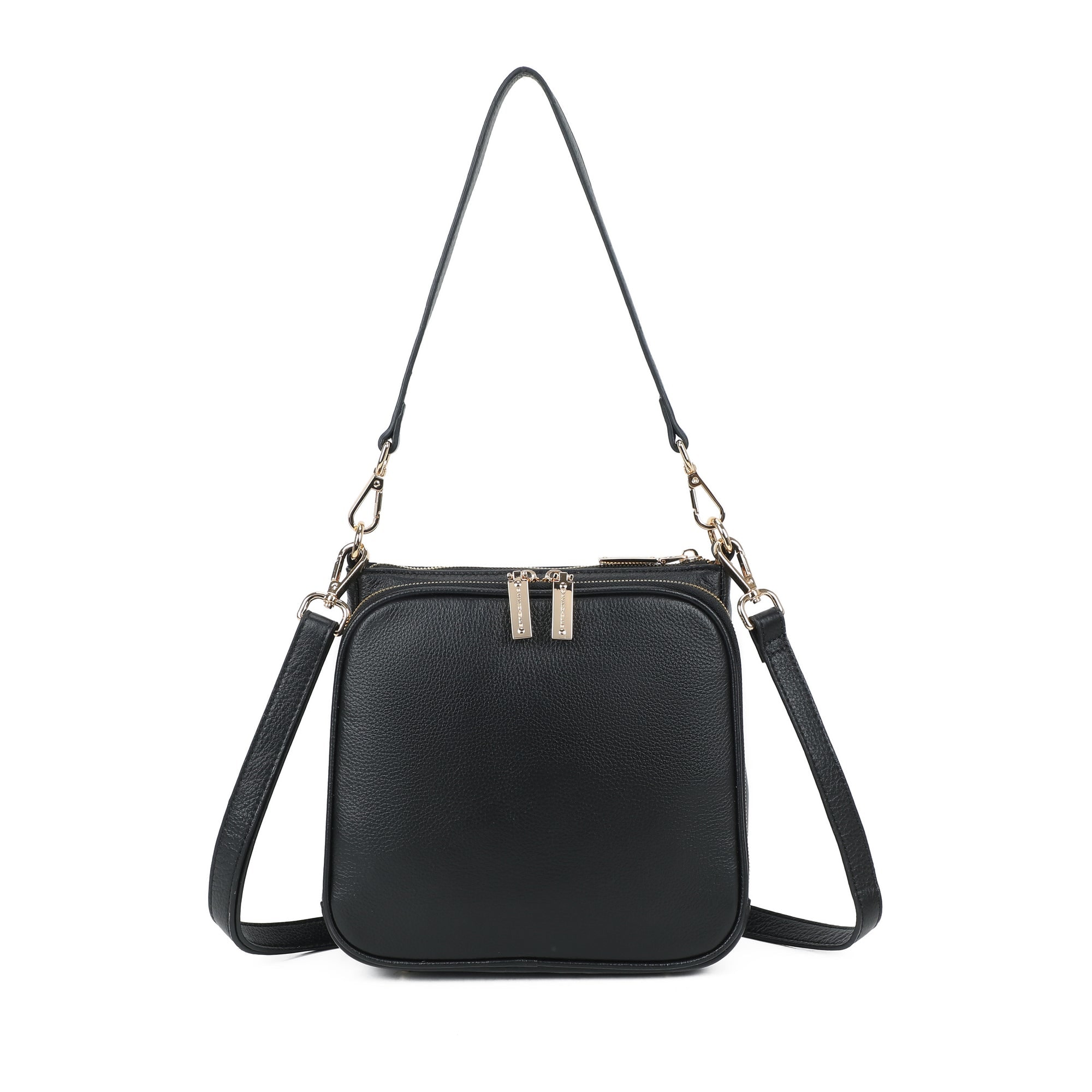 Tania Leather Crossbody Bag - Black view 3