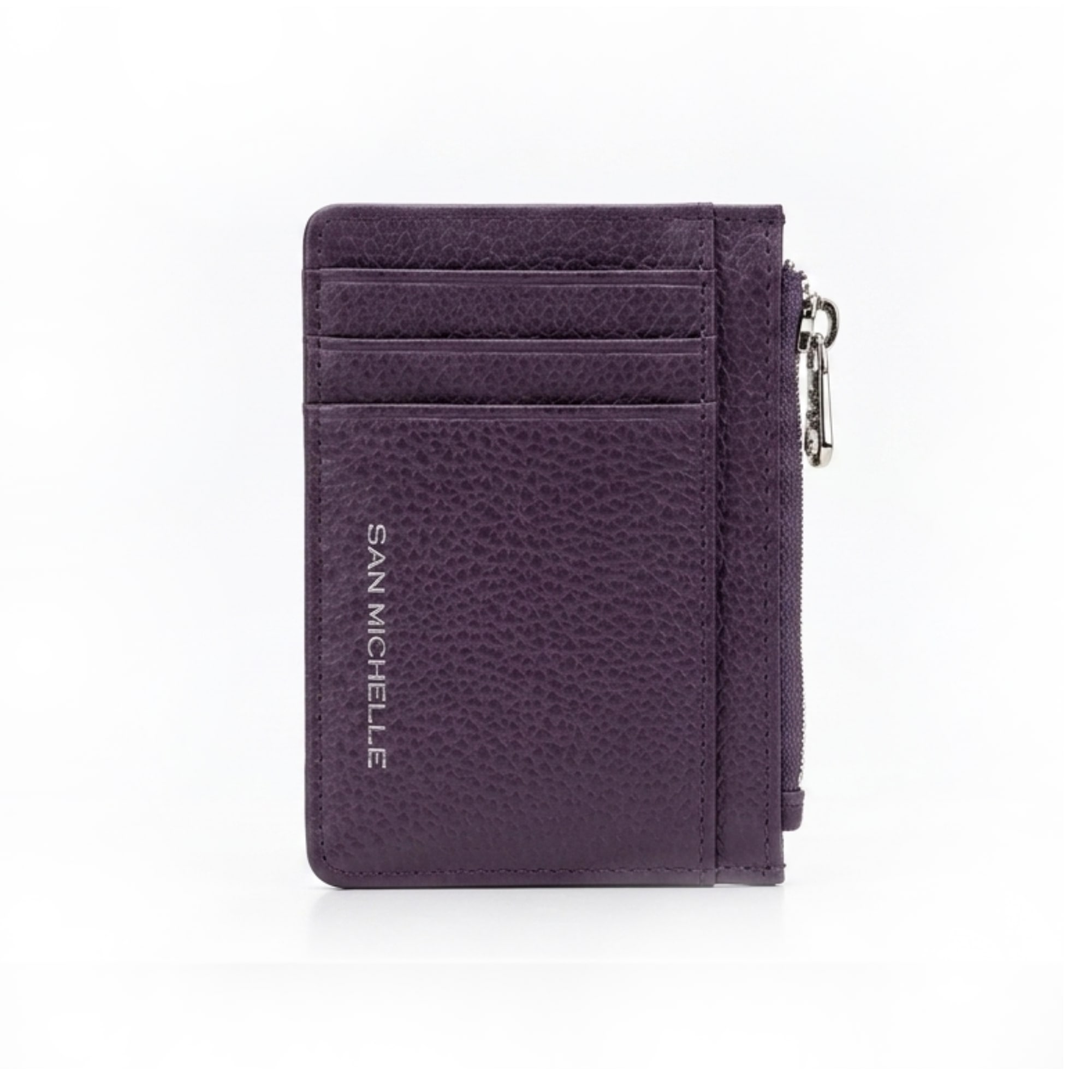 Tori Leather Card Holder - Deep Purple