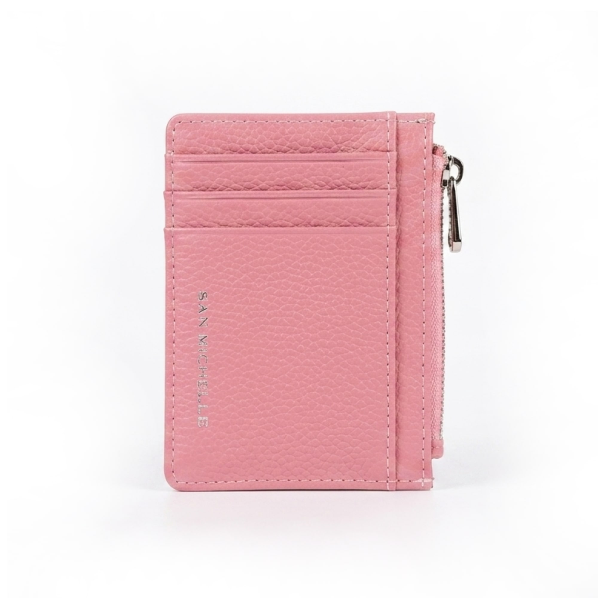 Tori Leather Card Holder - Salmon Pink