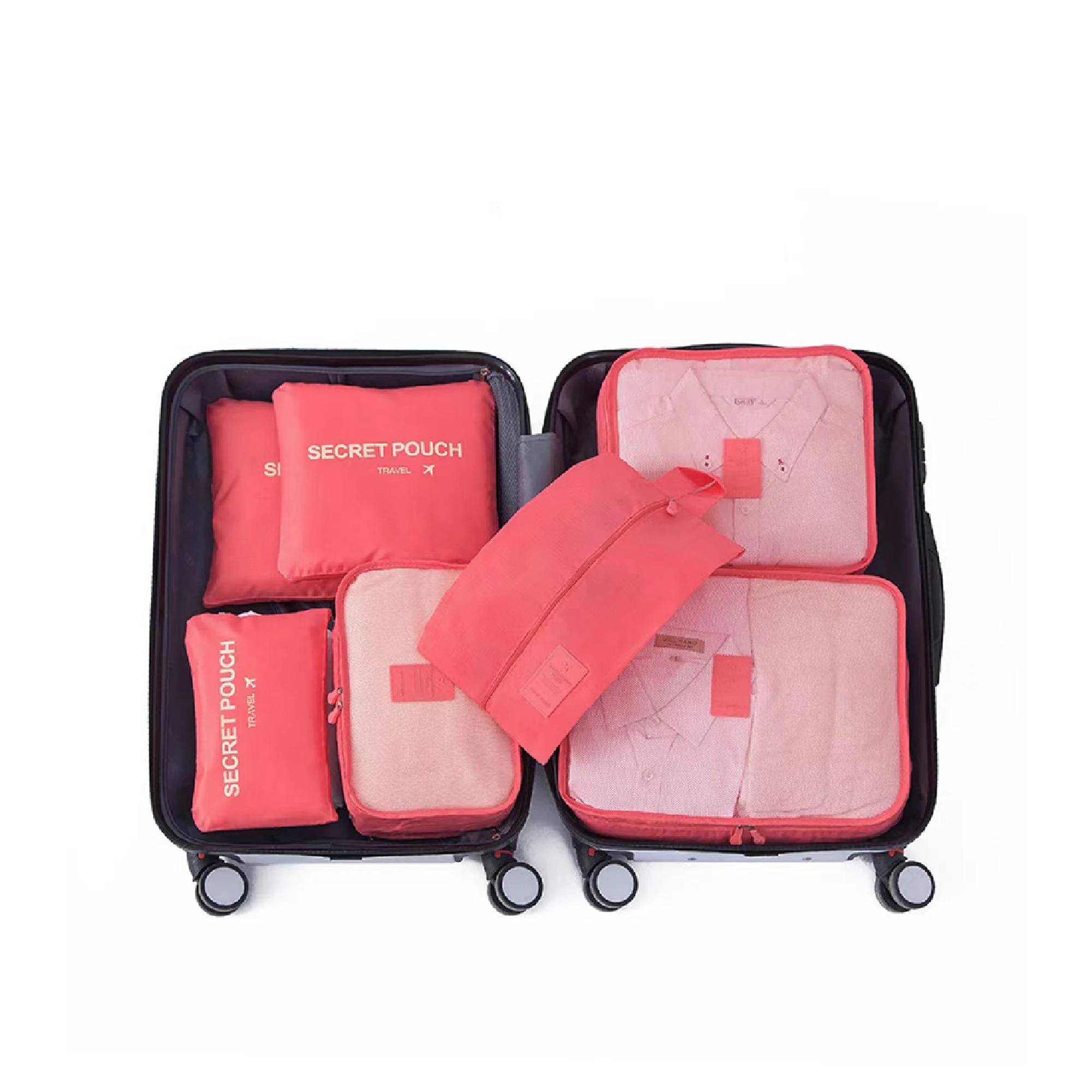 Travel Organizers (7pcs) - Salmon Pink