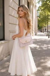 Claire Tweed Shoulder Bag - Pink