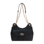 Claire Tweed Shoulder Bag - Black