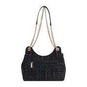 Claire Tweed Shoulder Bag - Black