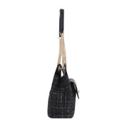 Claire Tweed Shoulder Bag - Black
