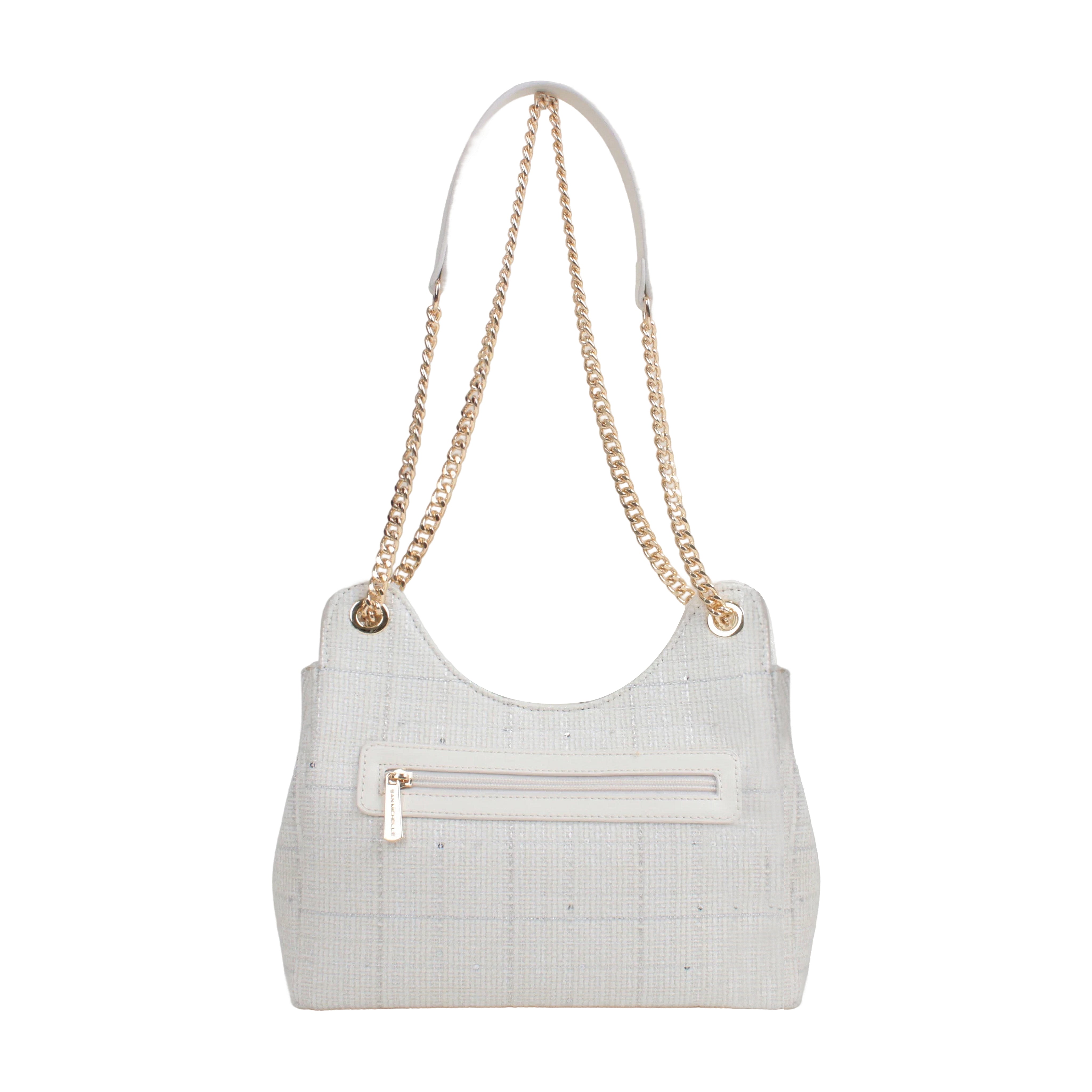 Claire Tweed Shoulder Bag - Beige