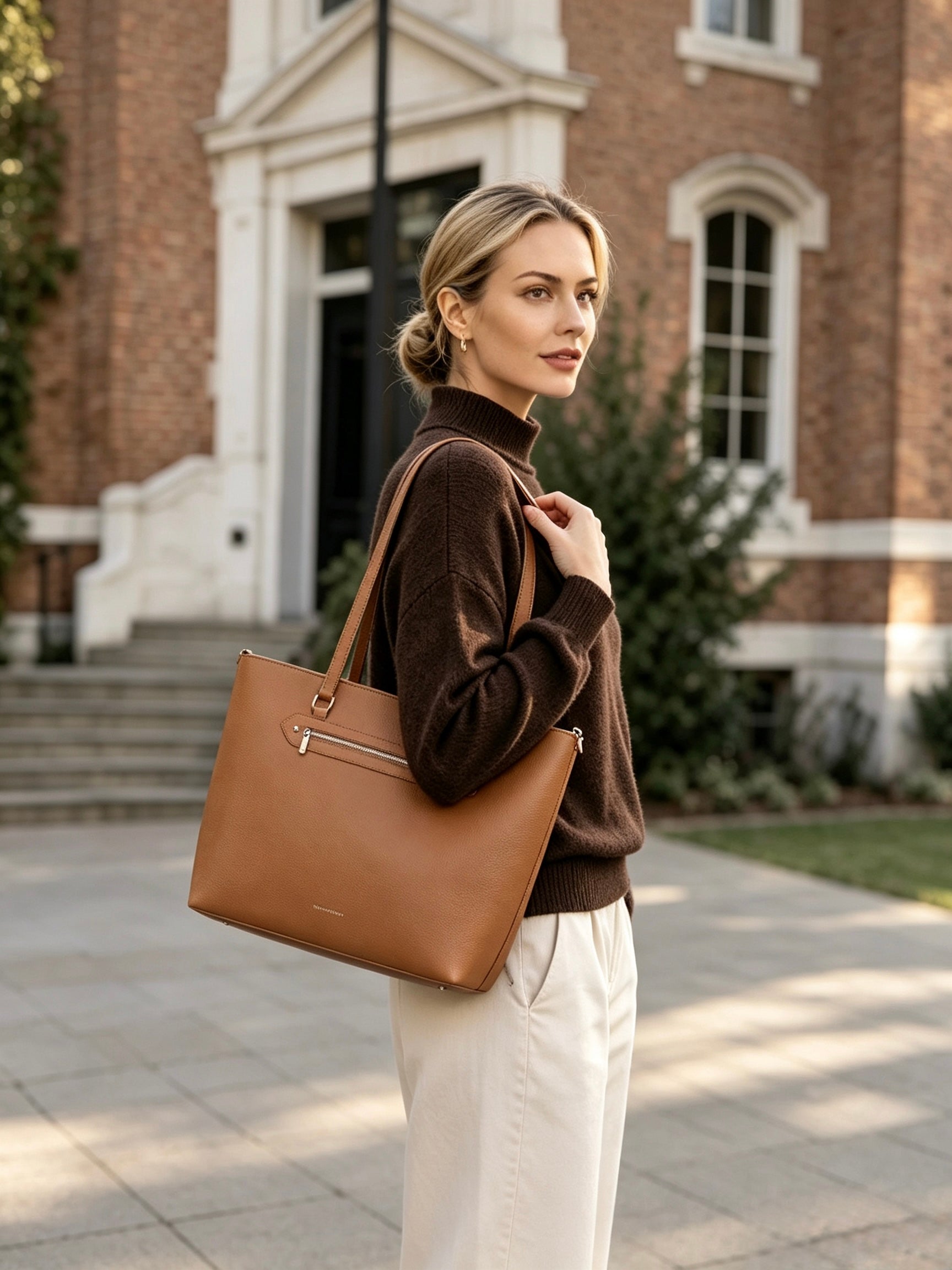 Jane Large Tote Bag - Brown