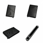 Carter Pop Up Leather Card Holder - Black