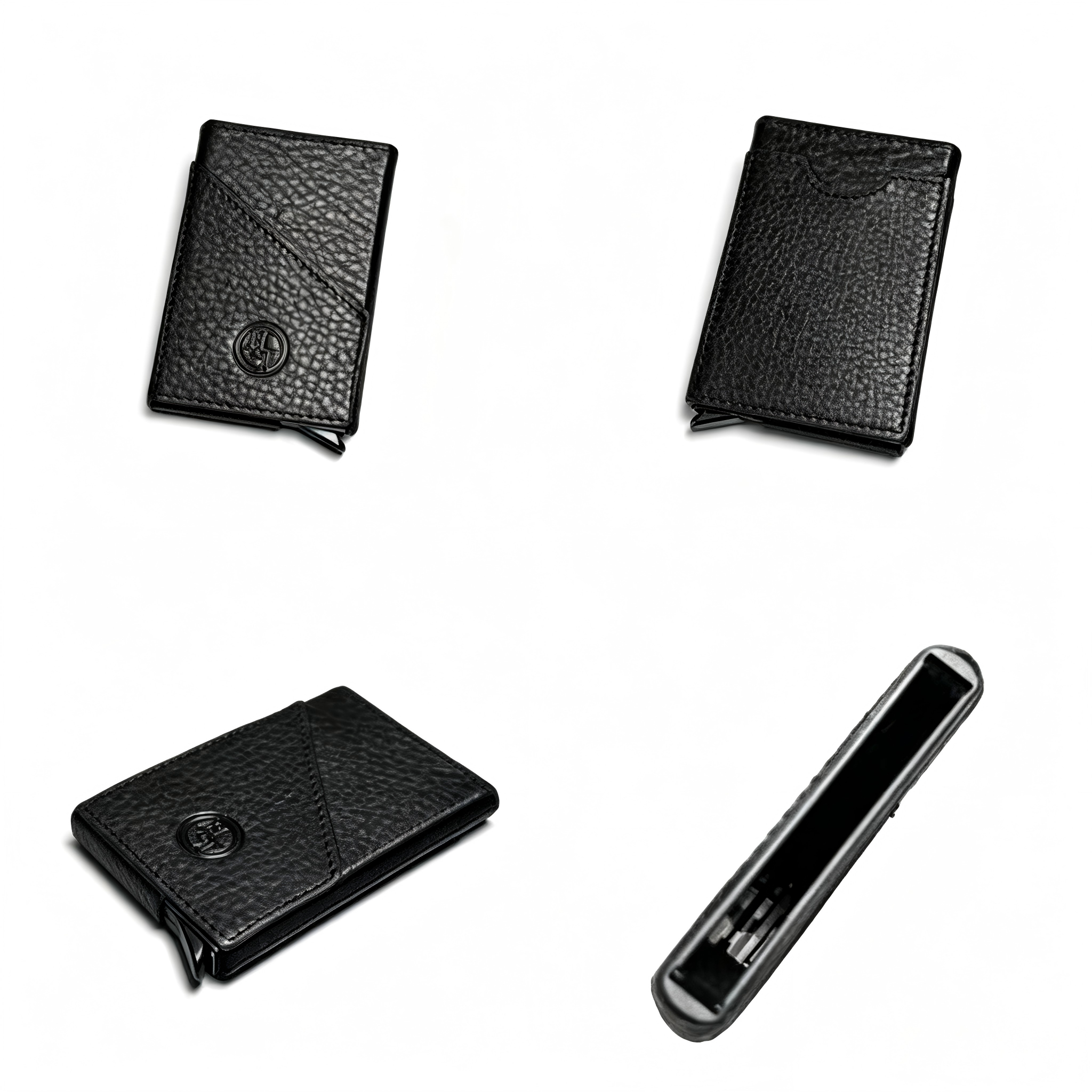 Carter Pop Up Leather Card Holder - Black