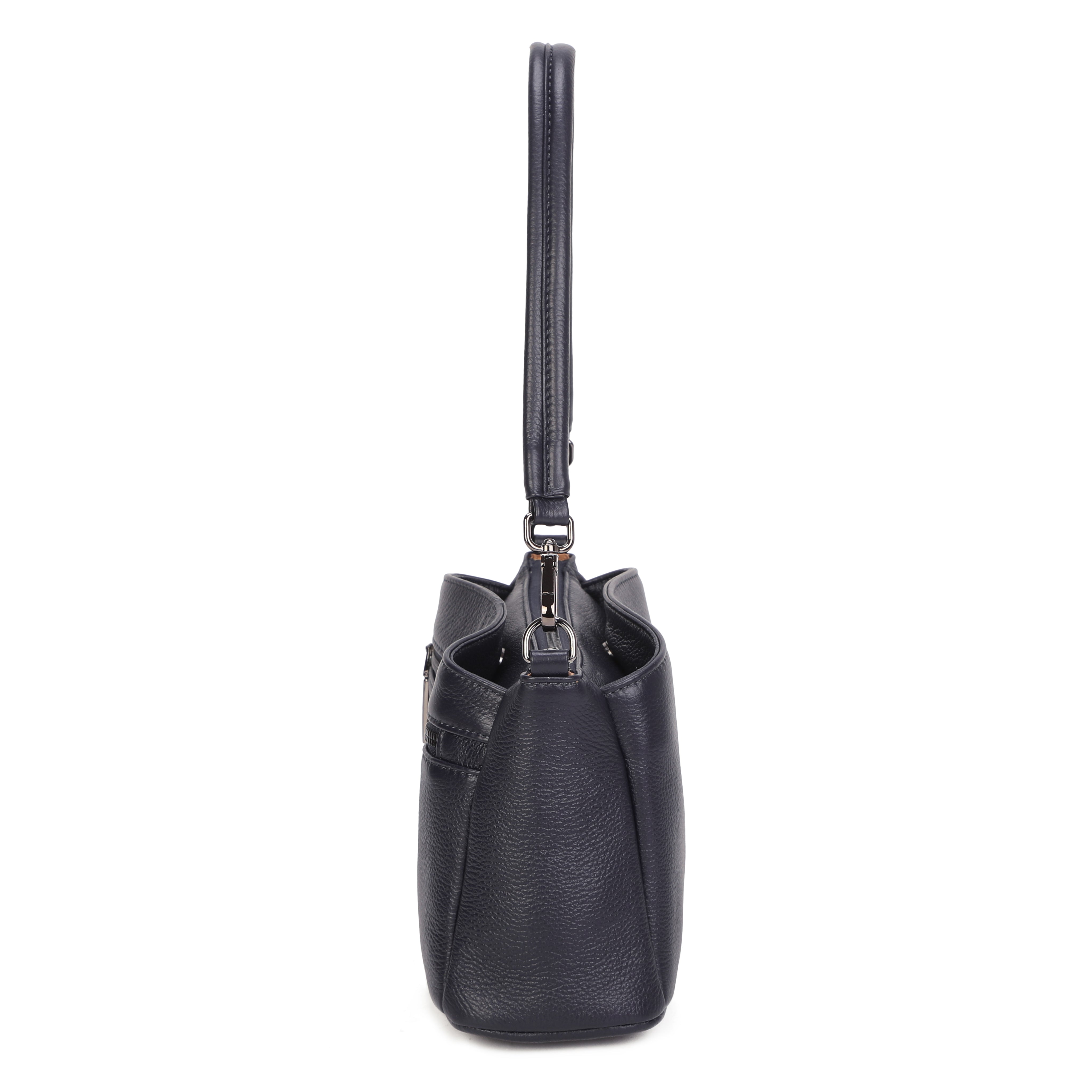 Stella Leather Shoulder Bag - Navy Blue