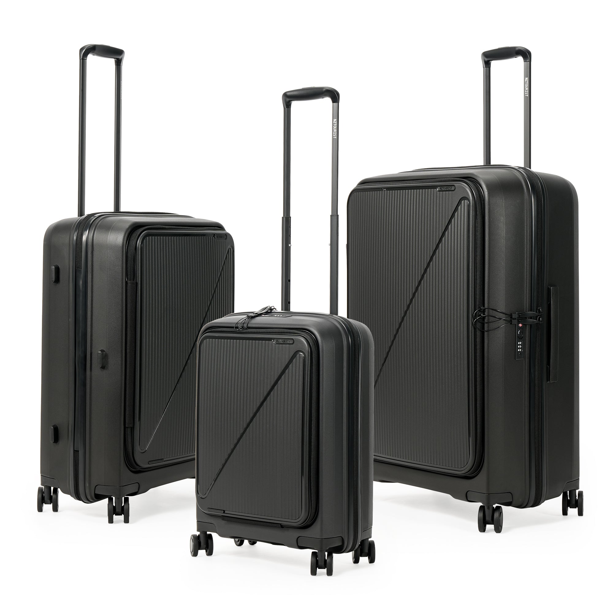 NZTourist Primo Dual Open 77cm Suitcase - Black