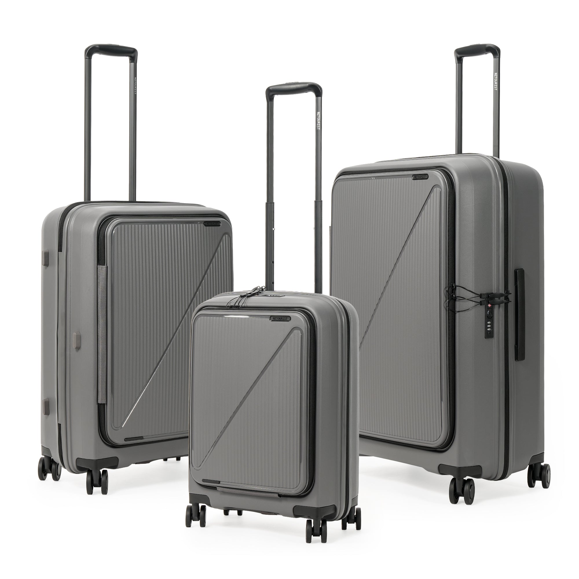 NZTourist Primo Dual Open 66cm Suitcase - Grey